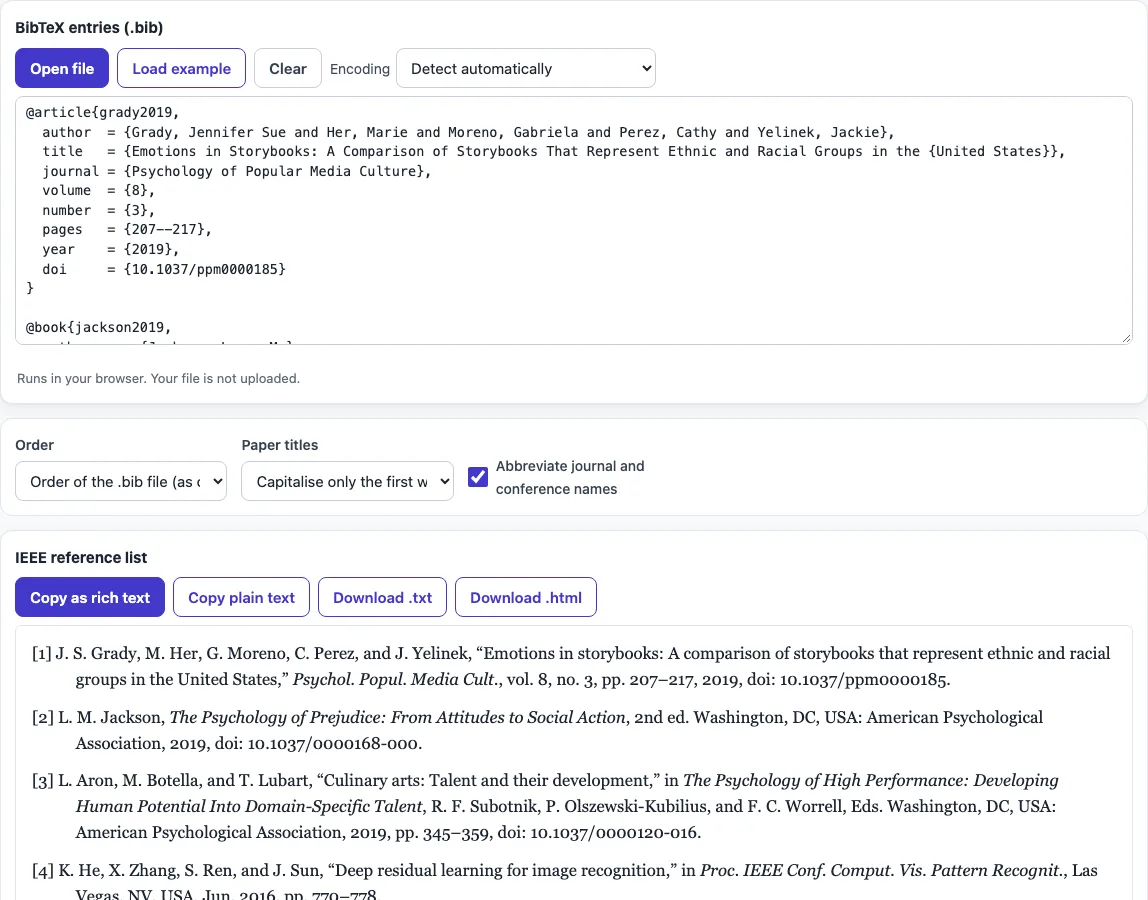 Bibtex to ieee example